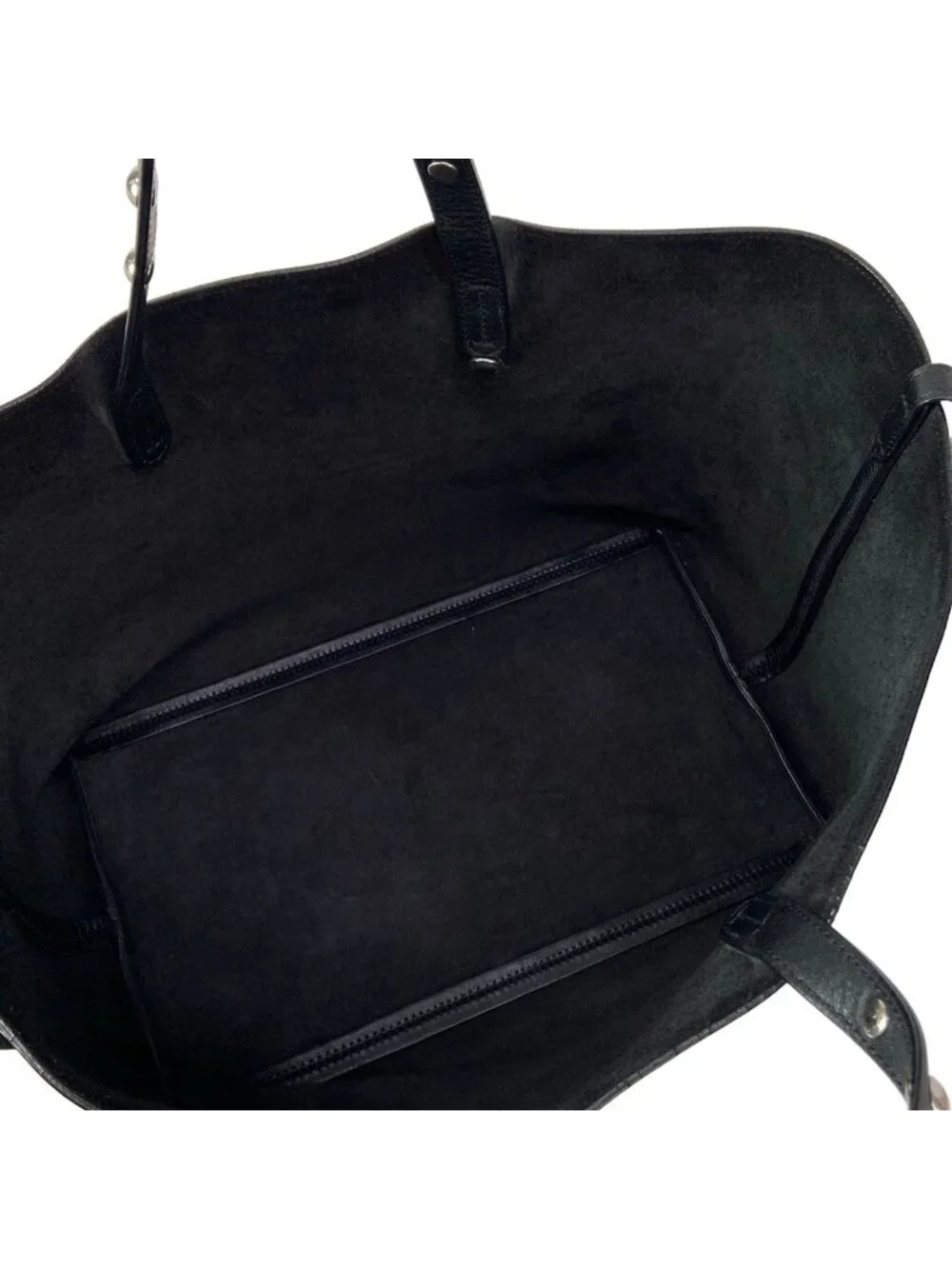 Celine Tote Cabas Phantom Studs Black Silver Leather